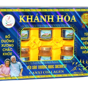 Yến Sào Thượng Hạng Saconest Khánh Hòa Canxi Collagen Hộp quà 6 lọ ( 35% Yến)