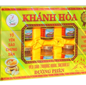 Yến Sào Thượng Hạng Saconest Khánh Hòa Đường Phèn Hộp quà 6 lọ ( 35% Yến)