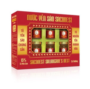 Nước Yến Sào Cao Cấp Saconest Có đường - 15% Yến - Hộp 6 lọ - 70ml/lọ