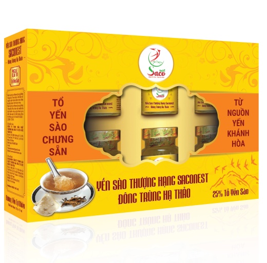 Yến Sào Thượng Hạng Saconest Đông Trùng Hạ Thảo Hộp Quà 6 lọ ( 25% Yến) Lọ 70ml