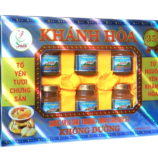 Nước Yến Sào Thượng Hạng Saconest Khánh Hòa Không Đường Hộp quà 6 lọ ( 35% )