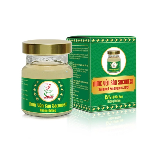 Nước Yến Sào Cao Cấp Saconest Không Đường 15% Yến Sào, Hộp 1 lọ, Lọ 70ml -