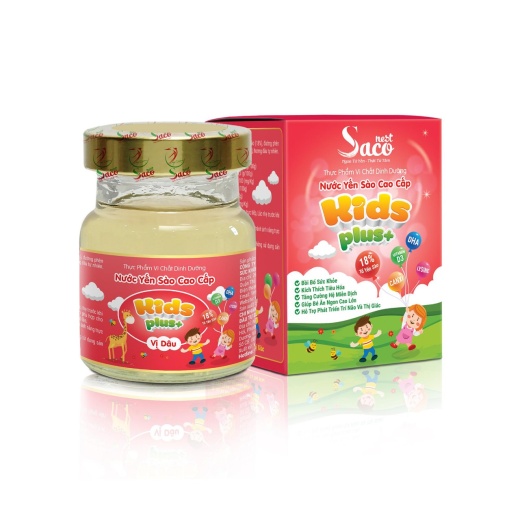 Nước Yến Sào Cao Cấp Saconest Kid's Plus 18% Yến Sào  lọ 70ml - Vị Dâu