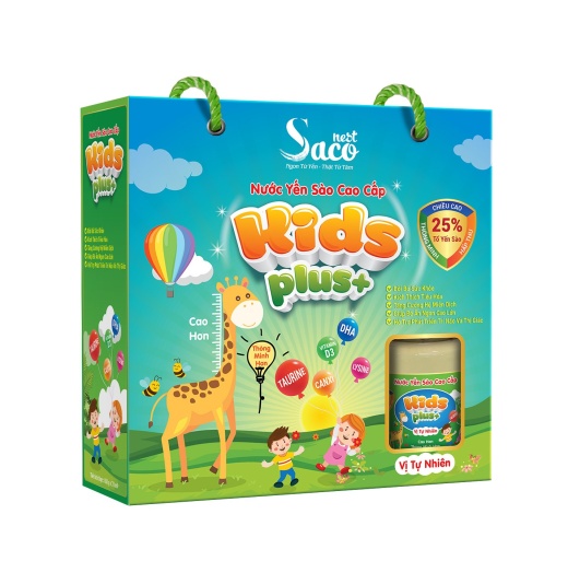 Nước Yến Sào Cao Cấp Saconest Kid's Plus Vị Tự Nhiên - 25% Yến Sào - Hộp 6 lọ, 70ml/lọ