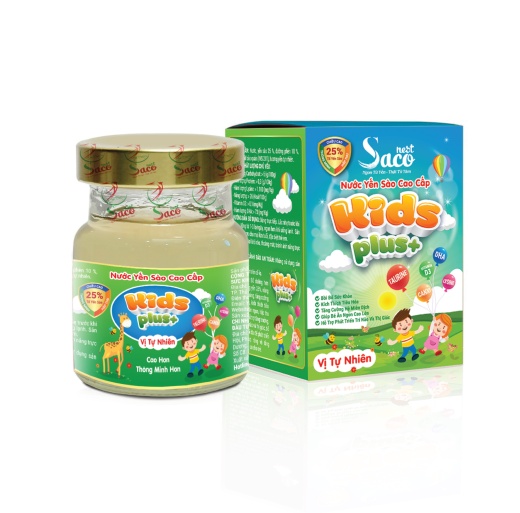 Nước Yến Sào Cao Cấp Saconest Kid's Plus Vị Tự Nhiên - 25% Yến Sào - Hộp 1 lọ, 70ml/lọ